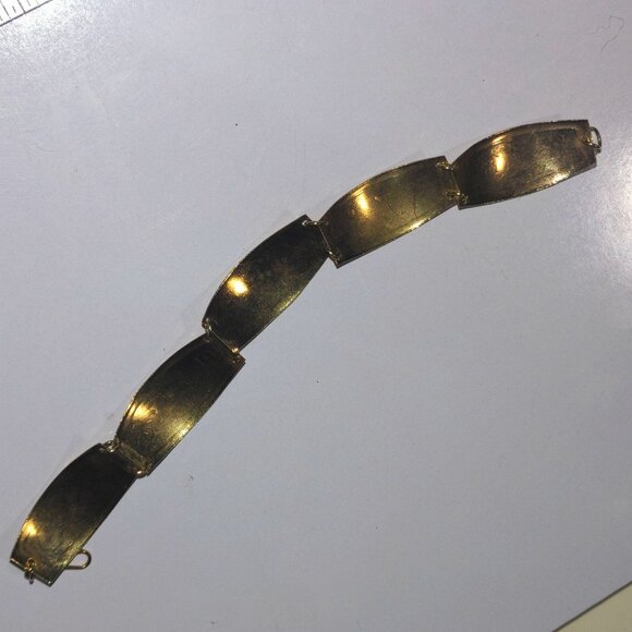 Vintage Peruvian Gold Toned Bracelet Storytelling Engravings Hook Closure - Picture 2 of 9